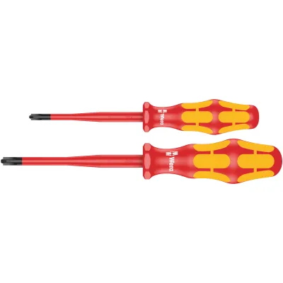Wera Schraubendrehersatz 165 iS PZ/S #1+2 | 05006470001 | VDE Schraubendreher isoliert 1000V | Kraftform Plus | 2-tlg.