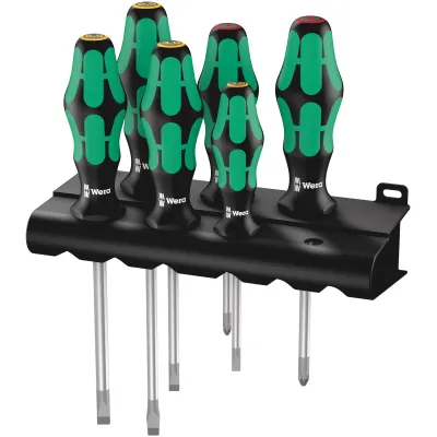 Wera Schraubendreherset 334/6 | 05105650001 | Kraftform Plus | Lasertip | 6-teilig | Rack | ergonomisch | schwarz