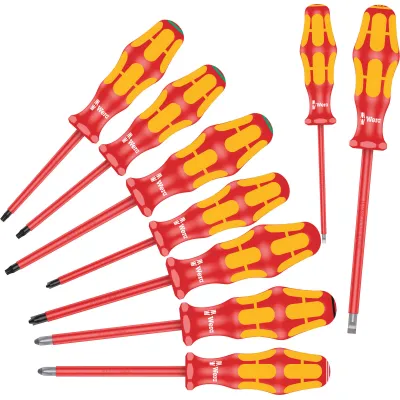 Wera VDE Schraubendrehersatz 9-tlg. 160i/162i/167i | isoliert 1000V | Kraftform Plus | Lasertip