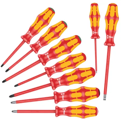 Wera VDE Schraubendrehersatz 9-tlg. 160i/162i/167i | isoliert 1000V | Kraftform Plus | Lasertip