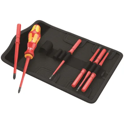 Wera Schraubendreher-Set Kraftform Kompakt VDE 7 extra slim | VDE Werkzeug Set | isoliert 1000V | 7-teilig | Tasche