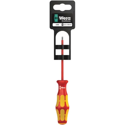 Wera Schlitz-Schraubendreher 160 i SB 05100000001 | VDE 1000V isoliert | 2,5x0,4x80mm | Kraftform Plus | Abrollschutz