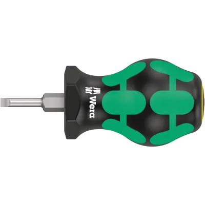 Wera Schraubendreher Schlitz 335 Stubby 05008840001 | 3,5x0,6x24,5 mm | kurz | Kraftform Griff | Abrollschutz