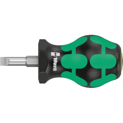 Wera Schlitz-Schraubendreher 335 Stubby 05008842001 | 5,5x1x24,5mm | kurz & kompakt | 2-Komponenten-Griff | Abrollschutz