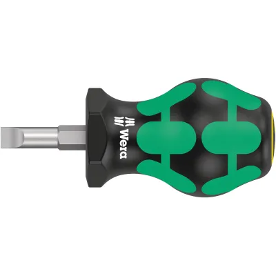 Wera Schlitz-Schraubendreher 335 Stubby 05008843001 | 6,5x1,2x24,5 mm | kurz & kompakt | Kraftform Griff | Abrollschutz