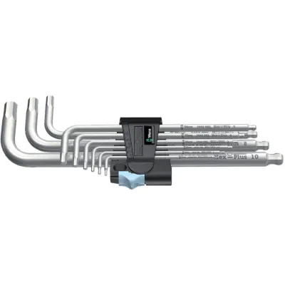 Wera Winkelschlüsselsatz 3950/9 Hex-Plus Edelstahl 05073544001 | 9-teilig | metrisch | rostfrei | mit Halteclip