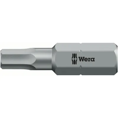 Wera Bit 05135068001 840/1 Hex-Plus | Innensechskant 3/8 Zoll | 1/4 Zoll Antrieb | 25 mm | zäbhart | für Bosch, Metabo