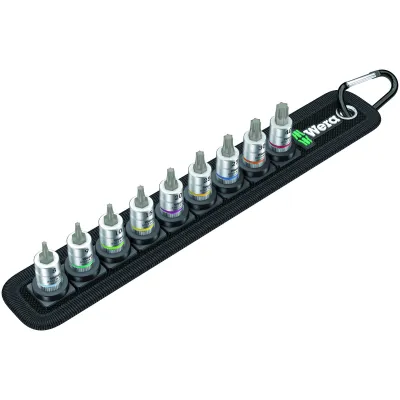 Wera Bitnuss-Satz 05003882001 | TORX 1/4" | 9-teilig | Haltefunktion | Textilgurt-Tasche | Farbkennzeichnung