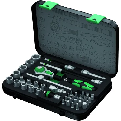 Wera Zyklop Speed-Knarrensatz 8100 SA 2 | 05003533001 | 1/4 Zoll Antrieb | 42-teilig | Metallkassette | schwarz