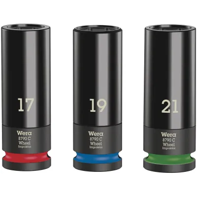 Wera Steckschlüsselsatz Wheel Impaktor C Set 1 | 05004595001 | 1/2" Antrieb | 3-tlg. | Felgenschutz | farbcodiert