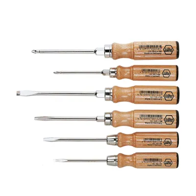 Wiha Schraubendreher-Set 162 HK6 SO | 6-teilig | Schlitz/PH | Holzgriff aus Buchenholz | Chrom-Vanadium Stahl | braun