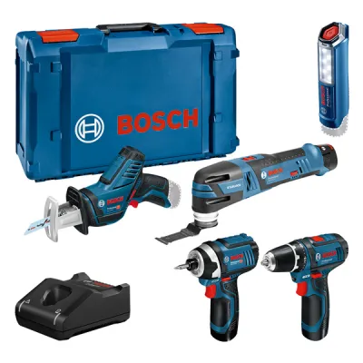 Bosch Elektrowerkzeug-Set 12V | 5-tlg. Combo Kit | inkl. Akku & Schnellladegerät | Blau