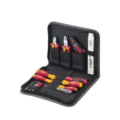Wiha Werkzeug Set Elektriker 9300035 | 32-teilig | VDE isoliert | Slim-Klingen | SoftFinish Griff | Tasche | Schwarz