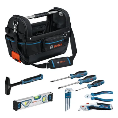 Bosch Professional Werkzeugtasche GWT 20 | Handwerkzeug-Set 16-tlg. | inkl. Hammer, Schraubendreher | L-BOXX kompatibel