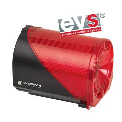 WERMA LED-EVS-Sirene BWM 44411075 | 32 Töne | 24V AC/DC | 114 dB | IP65 | Aufbau | LED | rot