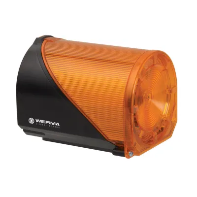 WERMA LED-Blitzsirene 444.300.75 | 32 Töne | 114 dB | Mehrtonsirene | Doppelblitz | 24V AC/DC | IP65 | gelb