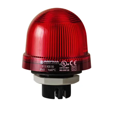 WERMA LED Dauerleuchte 816.100.55 | 24V AC/DC Einbauleuchte | vandalensicher | Polycarbonat | rot | IP65 | langlebig