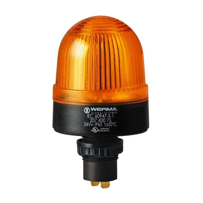 WERMA LED-Dauerleuchte EM 20730075 | 24V AC/DC | Einbau | IP65 | 1W | Optical Serie | gelb