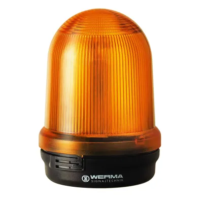 WERMA LED-Dauerleuchte überwacht 829.370.55 | Signallicht 24V DC | IP65 | Bodenmontage | Gelb