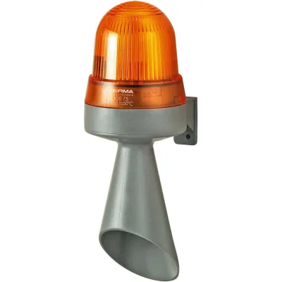 WERMA LED-Hupe 42432068 | Dauerton 230V AC | 98 dB | IP65 | LED Dauerlicht | Wand-/Deckenmontage | gelb