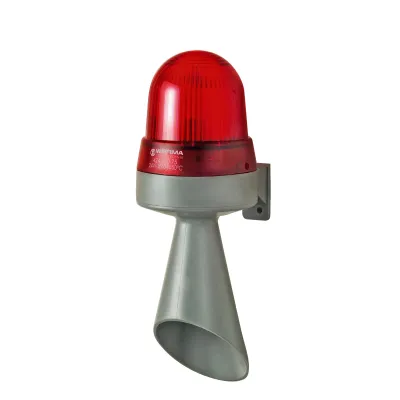 WERMA LED-Hupe 424.120.75 | elektronische Signalhupe 24V AC/DC | Dauerton/Pulston | LED | einstellbar | IP65 | rot