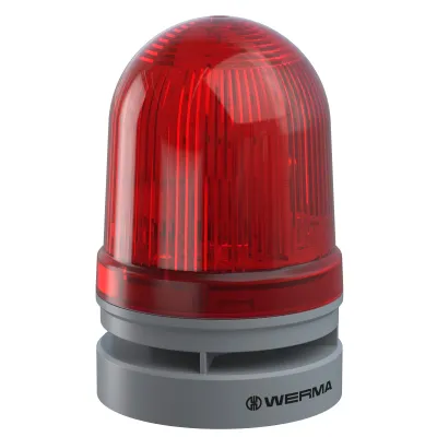 WERMA Midi TwinFLASH Combi 461.120.70 | Signalbeleuchtung LED Blitzlicht & Sirene 110 dB | 12/24V AC/DC | IP66 | Rot