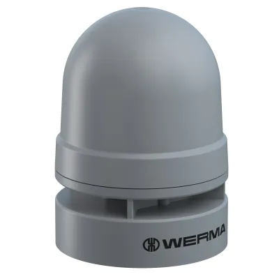 WERMA Mini Mehrtonsirene 160.700.74 | Sounder Dauer/Puls 12V AC/DC | 2 Töne | 95 dB | IP66 | Kunststoff grau
