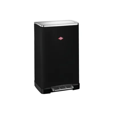 WESCO Abfallsammler Big Double Boy 381411-73 | Mülleimer 2x18L | Tretmechanismus | Edelstahl | schwarz matt | 36 Liter