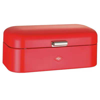 WESCO Brotkasten Grandy | Retro Brotbox groß | Metall | optimal belüftet | 42 cm breit | redorange