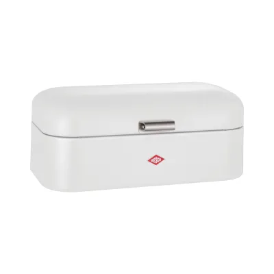 WESCO Brotkasten Grandy 235201-74 | Retro-Stil | Stahlblech matt weiß | Lüftungslöcher | 42x22x17 cm | Metallgriff