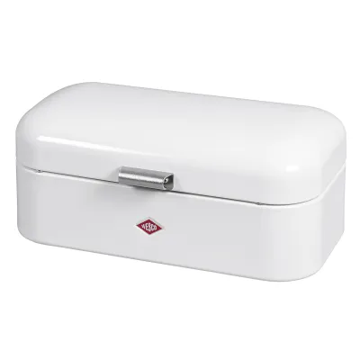 WESCO® Brotkasten Grandy | Retro Brotbox | Stahlblech | 42x17x22 cm | Lüftungslöcher | Weiß