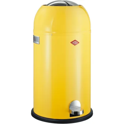 WESCO® Treteimer Kickmaster | Abfalleimer 33 Liter | pulverbeschichteter Stahl | Dämpfer | lemonyellow