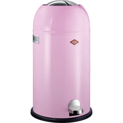 WESCO Abfalleimer Kickmaster 33L | Tretmülleimer | Dämpfer geräuschlos | Stahlblech pulverbeschichtet | pink