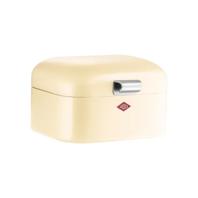 WESCO® Brotkasten Mini Grandy | Aufbewahrungsbox Stahlblech | 18x12x17 cm | mandel | vielseitig einsetzbar