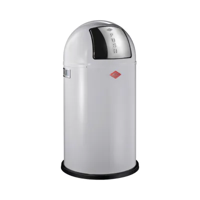 WESCO Abfalleimer Pushboy 50l | Mülleimer Edelstahlklappe | pulverbeschichteter Stahl | freistehend | cool grey
