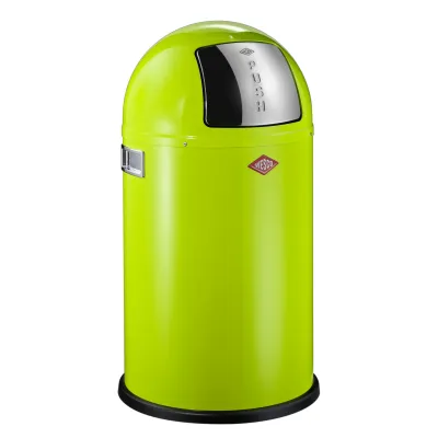 WESCO® Abfalleimer Pushboy Junior | 22 Liter | Edelstahl-Klappe | Metall-Einsatz | limegreen | Ø 35 cm x 63 cm
