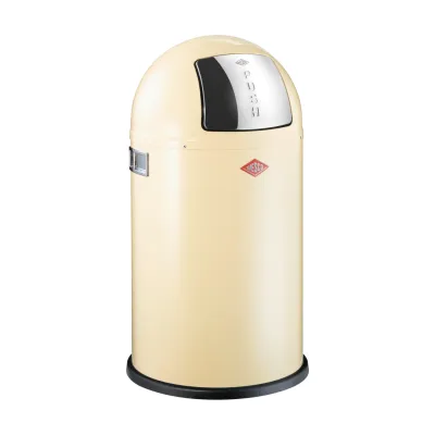 WESCO Mülleimer Pushboy Junior 22l | Edelstahlklappe | pulverbeschichtet | Metalleinsatz | mandel