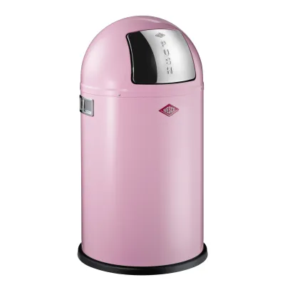 WESCO Abfalleimer Pushboy Junior 22L | Mülleimer Edelstahl-Klappe | pulverbeschichtet | pink | 35x63 cm
