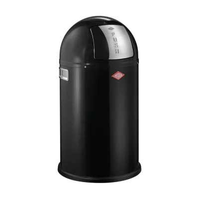 WESCO® Mülleimer Pushboy Junior 175 831-62 | Abfalleimer 22 Liter | Stahlblech Edelstahl | schwarz | Ø 35 cm x 63 cm
