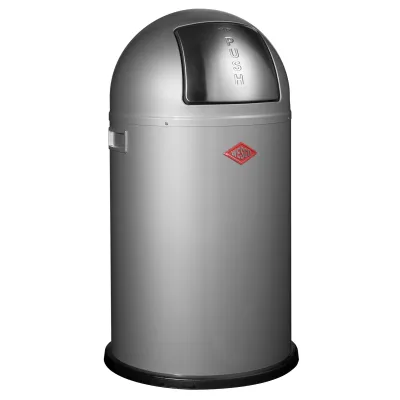 WESCO® Abfalleimer Pushboy Junior | 22 Liter | Edelstahl-Klappe | pulverbeschichteter Stahl | freistehend | silber