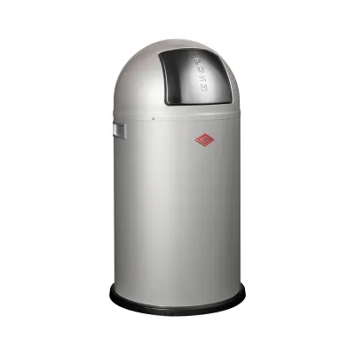 Wesco Mülleimer Pushboy 50L | Abfalleimer aus Stahlblech & Edelstahl | großer Treteimer | silber