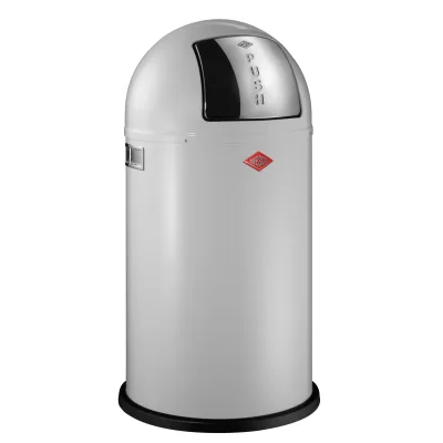 WESCO Pushboy 50l Abfalleimer | Edelstahl-Klappe | Stahlblech pulverbeschichtet | freistehend | weiß