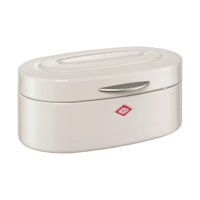 WESCO® Brotkasten Single Elly | Retro Brotbox 32x19x14 cm | Stahlblech pulverbeschichtet | ovale Form | sand matt