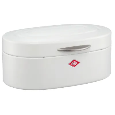 WESCO® Brotkasten Single Elly | Brotbox Retro Design | hochwertiges Stahlblech | 32x19x14cm | weiß matt