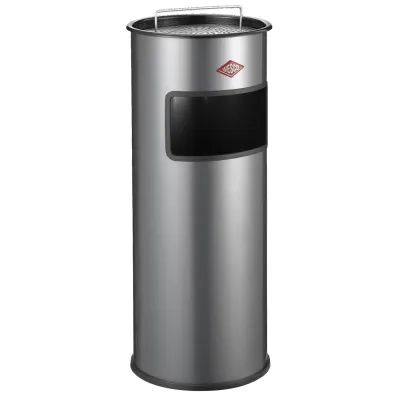 WESCO® Standascher 30 | Standascher mit Sieb | 30 Liter Abfallvolumen | pulverbeschichtetes Stahlblech | silber