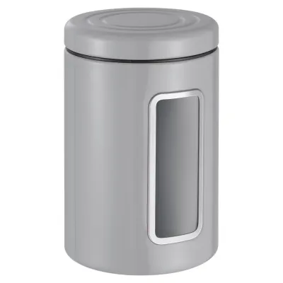 WESCO Vorratsdose Classic Line 322201-77 | Vorratsbehälter 2L | Stahlblech | Sichtfenster | Retro Design | cool grey