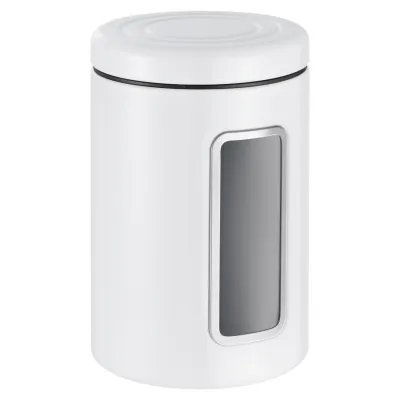WESCO® Vorratsdose Classic Line 322201-01 | Vorratsbehälter Küche | 2 Liter | Stahlblech | Sichtfenster | Weiß