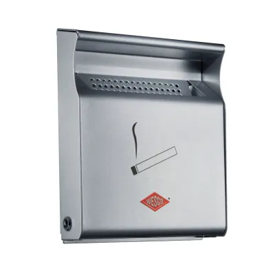 WESCO® Wandascher 285 232 62 mm | Ascher zur Wandmontage | abschließbar | wetterfest | Stahlblech | silber