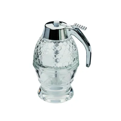 Westmark Honigspender Deluxe | Glas | 200 ml | Wabenmuster | Einhandbedienung | Transparent/Silber