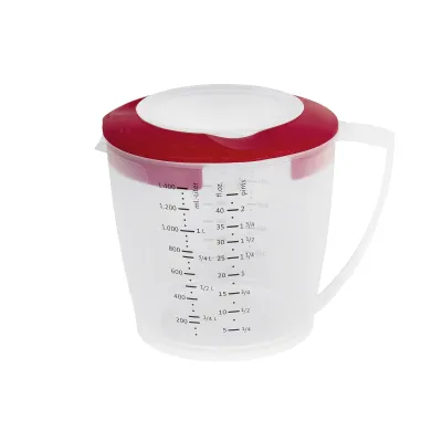 Westmark Rührbecher Helena 1,4L 3105227R | Messkanne mit Deckel & Spritzschutz | Skala | rutschfest | Kunststoff | Rot